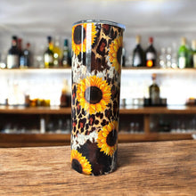 Load image into Gallery viewer, 20oz Leopard Last Night Daisy Stainless Steel Skinny Tumbler
