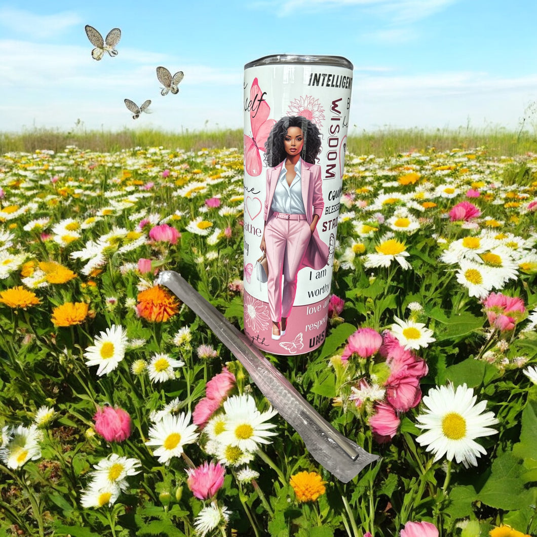 20oz Pink Powerful, Intelligent and Strong Queen