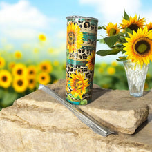 Load image into Gallery viewer, 20oz Green Leopard Daisy Flower Stainless Steel Skinny Tumbler
