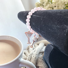 Load image into Gallery viewer, 8mm Pink Beaded Bracelet with 2 Glass Charm
