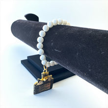 Load image into Gallery viewer, 8mm White Beaded Bracelet with &quot;You Are Beautiful&quot;Charm
