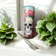 Load image into Gallery viewer, 20oz Skull Flower Stainless Steel Skinny Tumbler
