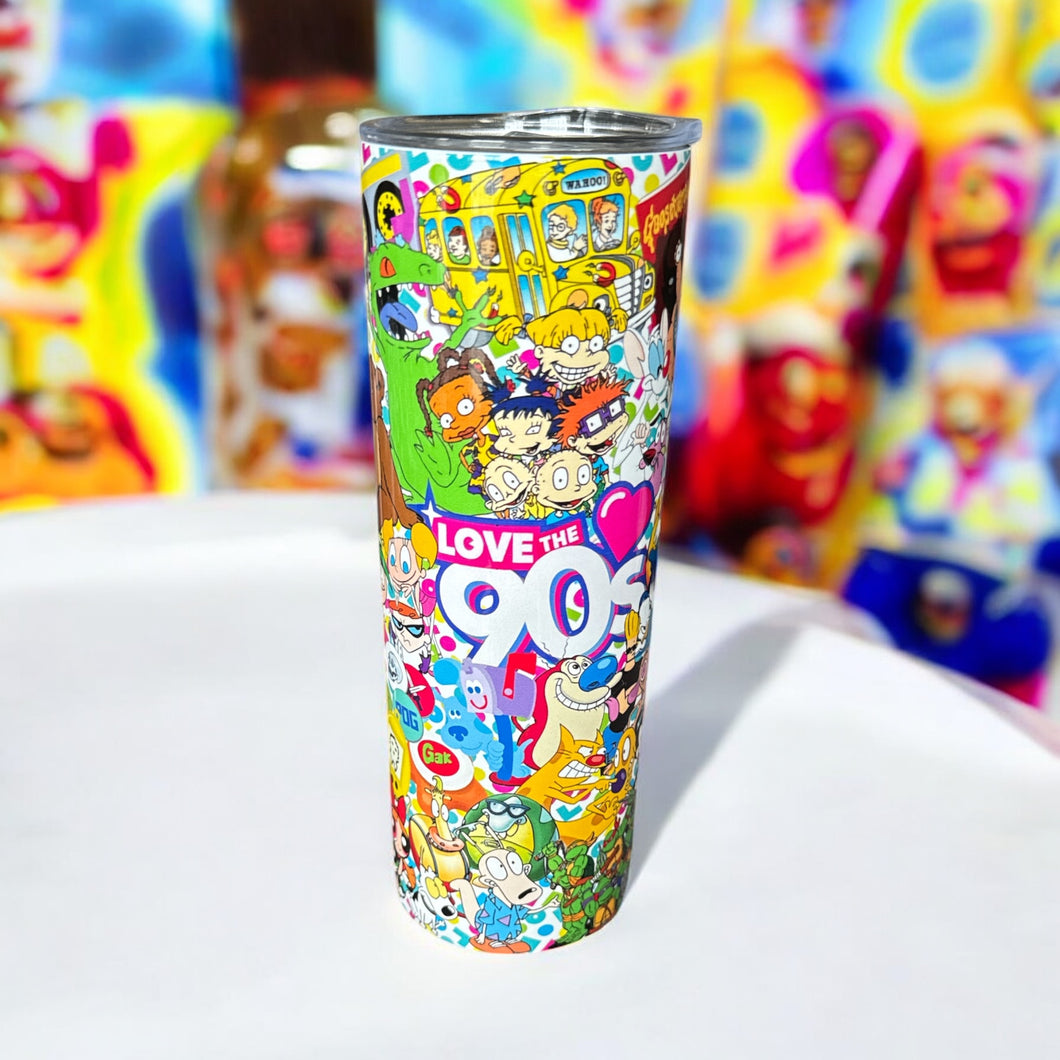 20oz 90's Cartoons Stainless Steel Skinny Tumbler