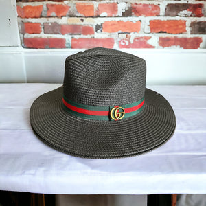 OG'S Green/Red Band Brim Fedora Straw Hat