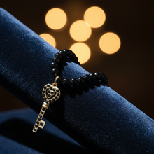 Load image into Gallery viewer, Black Key Bracelet - Gold Charm
